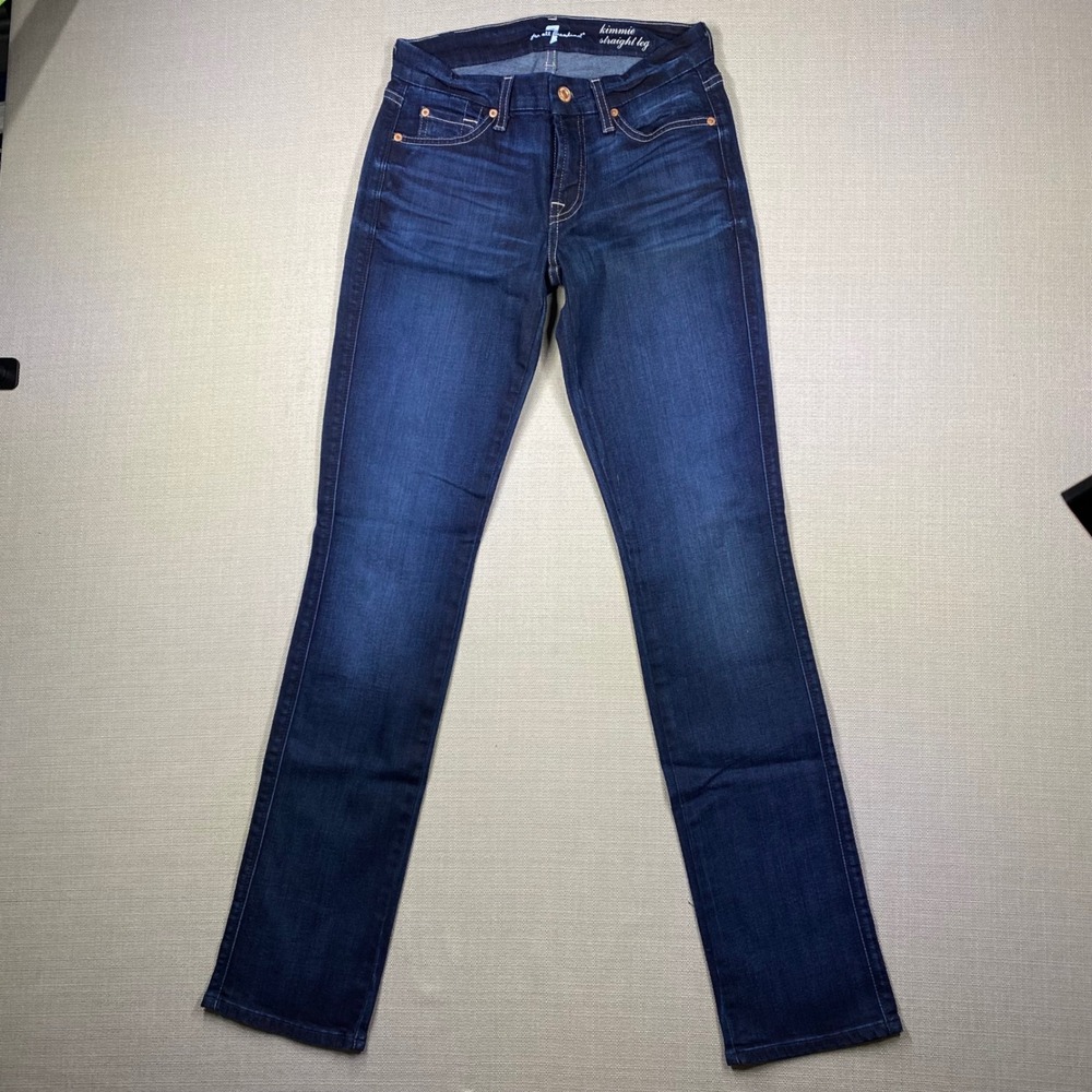7 For All Mankind Womens Kimmie Straight Leg Blue Jeans Size 26 Denim